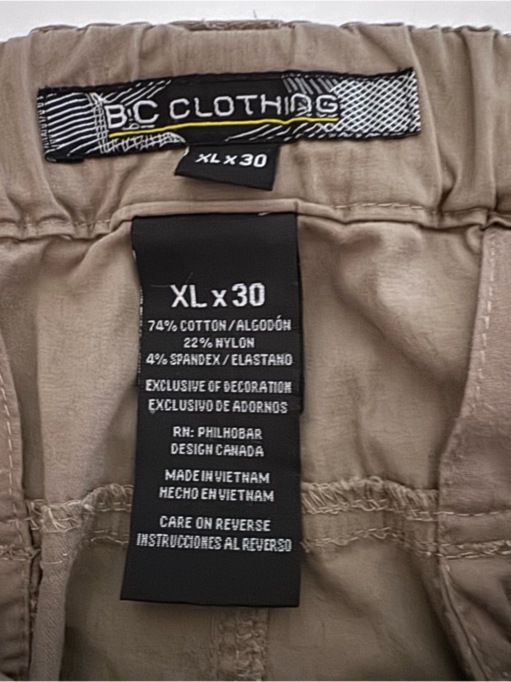 B.C Clothing Convertible Cargo Pants XL Zip-Off Hiking Outdoor Beige - Picture 9 of 9